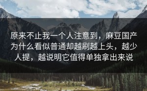 原来不止我一个人注意到，麻豆国产为什么看似普通却越刷越上头，越少人提，越说明它值得单独拿出来说