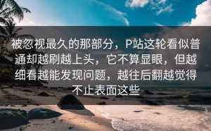 被忽视最久的那部分，P站这轮看似普通却越刷越上头，它不算显眼，但越细看越能发现问题，越往后翻越觉得不止表面这些