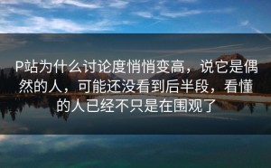 P站为什么讨论度悄悄变高，说它是偶然的人，可能还没看到后半段，看懂的人已经不只是在围观了