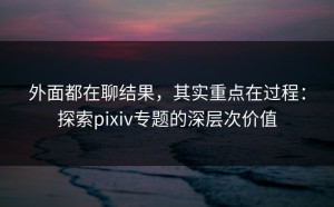 外面都在聊结果，其实重点在过程：探索pixiv专题的深层次价值