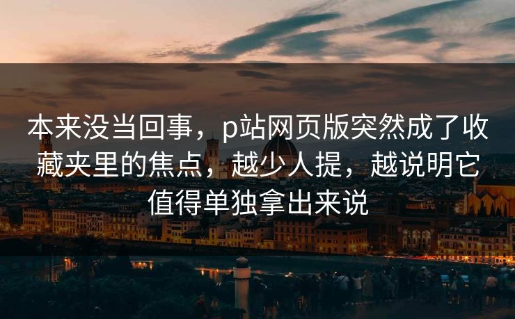 本来没当回事，p站网页版突然成了收藏夹里的焦点，越少人提，越说明它值得单独拿出来说