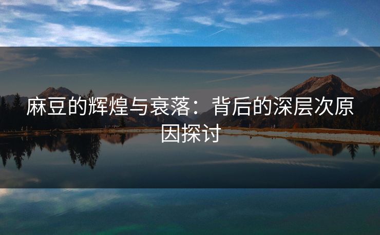 麻豆的辉煌与衰落：背后的深层次原因探讨